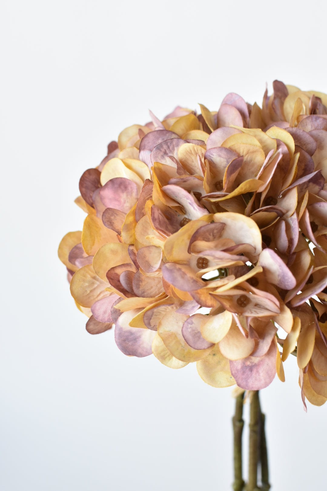 14" Faux Dried Hydrangea Bundle: Light Brown With Soft Purple