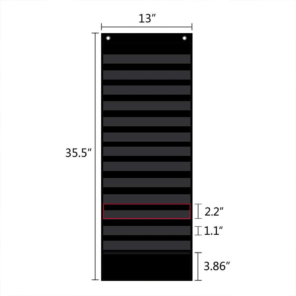 Daily Schedule Pocket Chart, 13+1 Pocket, Scheduling Pocket Chart, 18 Dry-Eraser Cards, Educational Charts for Classroom Office Home Preschool Activity (Black)