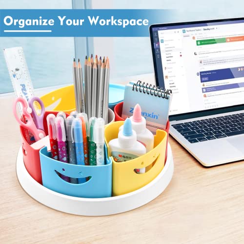 WUWEOT Rotating Desk Organizers, 360 Degree Spinning 12 Pen Holder Art  Supplies Storage, Lazy Susan Caddy Organizer with Removable Bins, Make-up