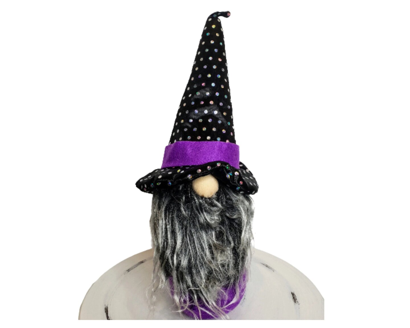 13"H Fabric Halloween Witch Sitting Gnome - Ideal for Halloween Decor, Wreath Attachment, Mantel Decor-HH391299