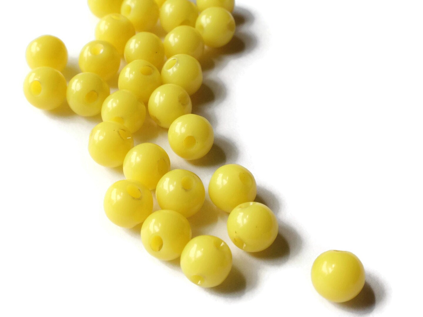 30 7mm 1/4 Inch Opaque Yellow Vintage Lucite Ball Buttons