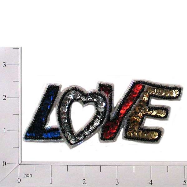 4&#x22; x 1 3/4&#x22; Love Sequin Applique/Patch