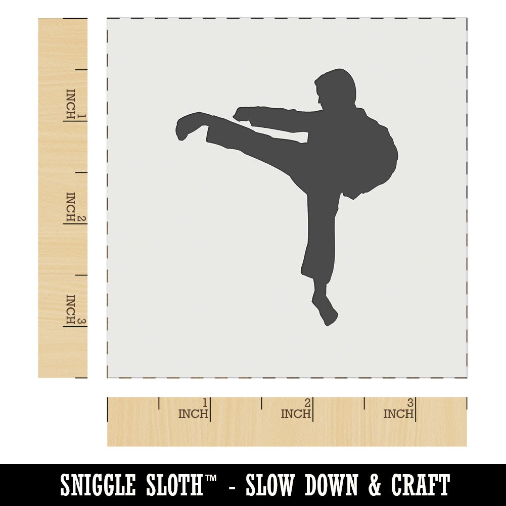 Martial Arts Karate Kick Solid Wall Cookie DIY Craft Reusable Stencil