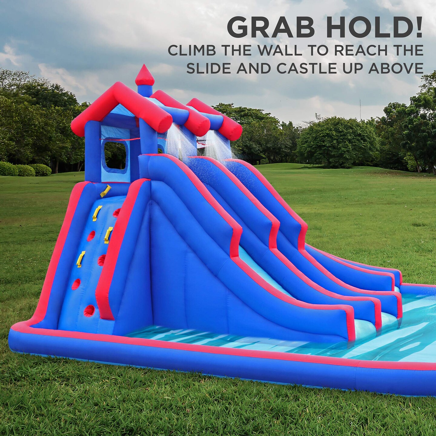 Sunny & Fun Inflatable Kids Backyard Triple Water Slide Castle Park
