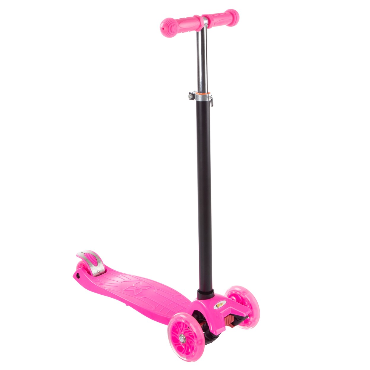Kids Adjustable Scooter Neon Pink 3 Led Light-Up Wheels Beginner Toy For Ages 3+