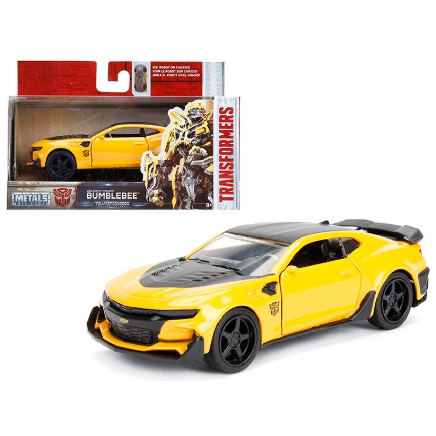 2016 Chevrolet Camaro Yellow Bumblebee with Robot on Chassis &#x22;Transformers: The Last Knight&#x22; (2017) Movie 1/32 Diecast Model Car by Jada