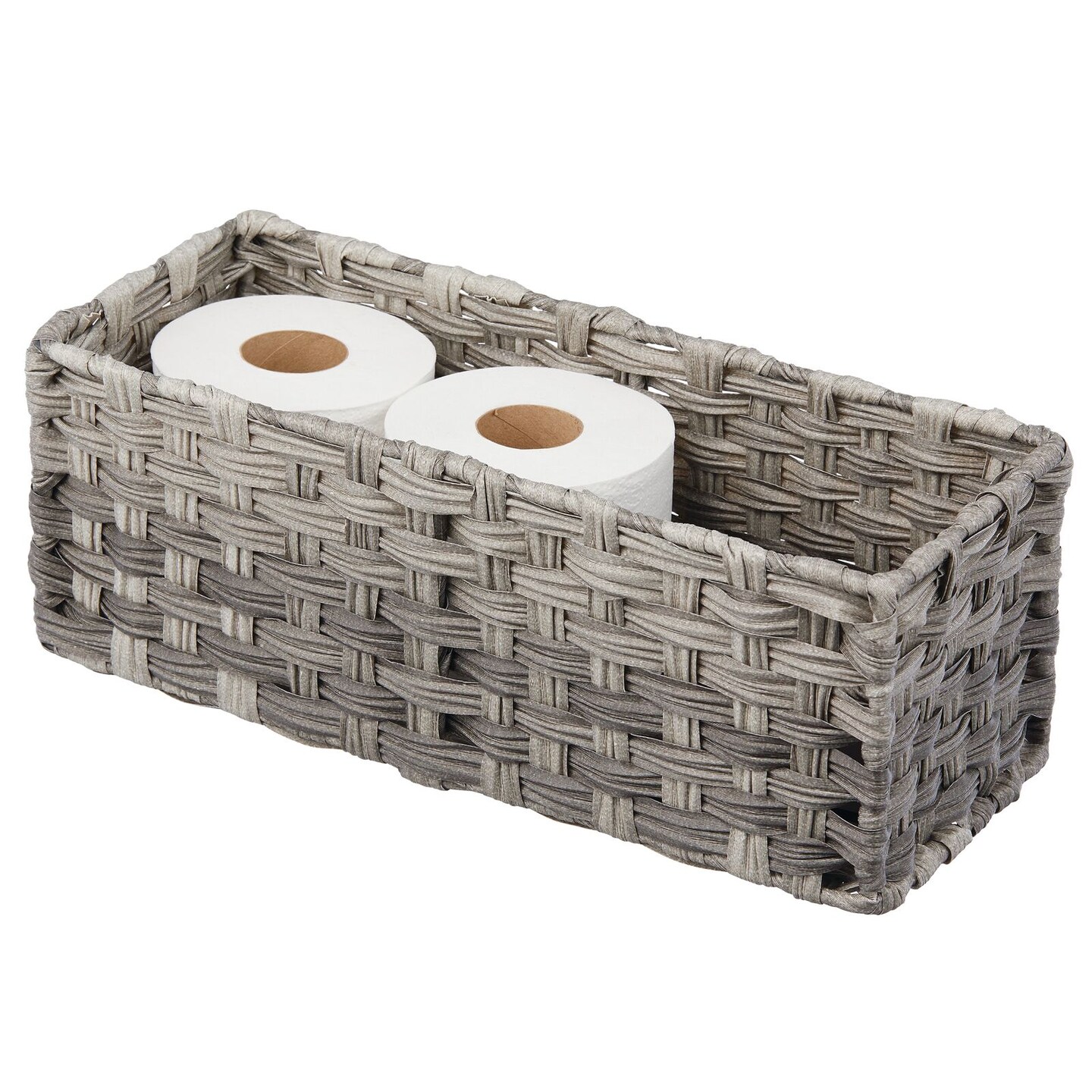 mDesign Small Woven Seagrass Bathroom Toilet Tank Storage Basket