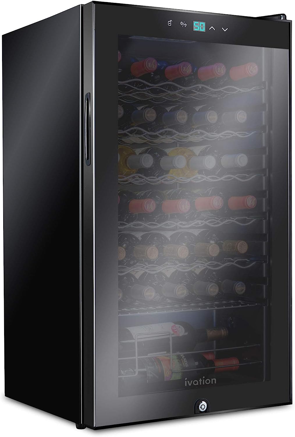 Ivation 34-Bottle Wine Cooler, Compact Freestanding Wine Fridge with Lock