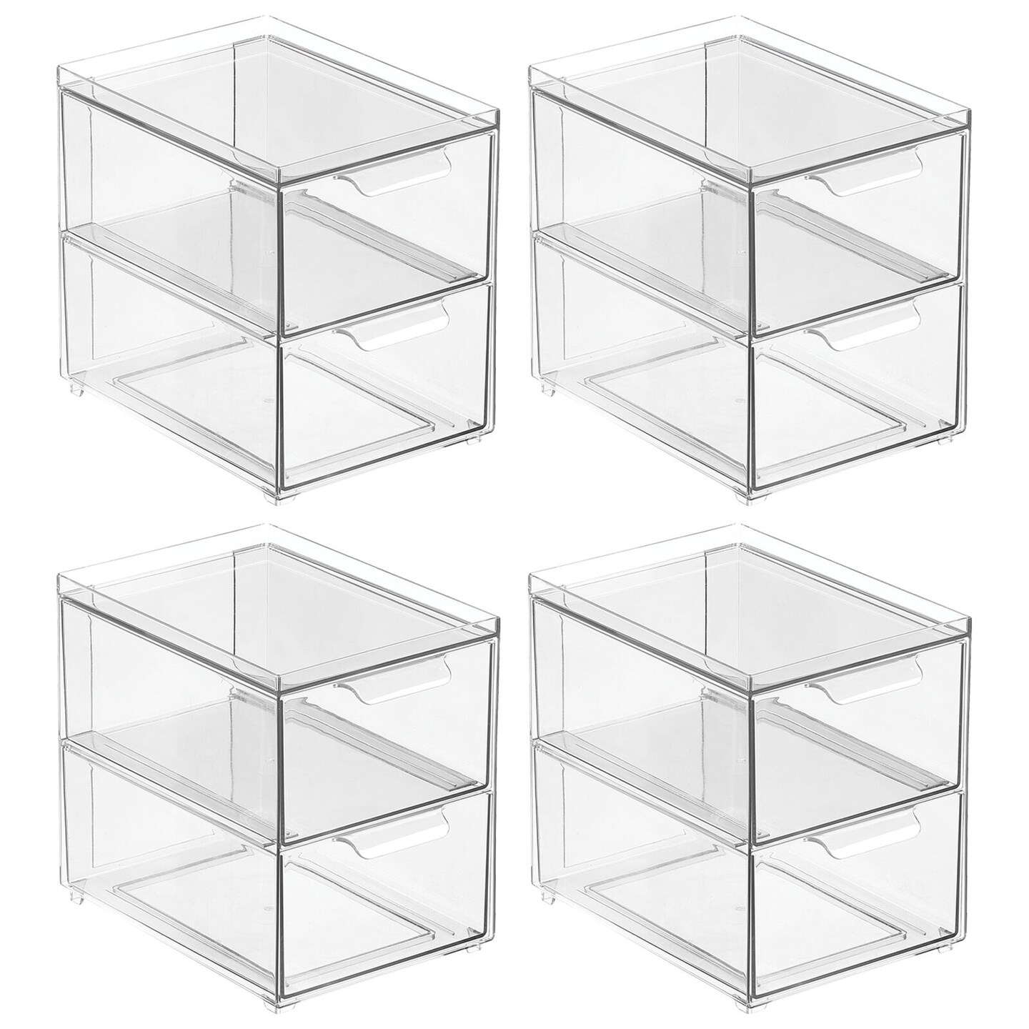 mDesign Stacking Plastic Storage Kitchen Bin with Pull-Out Drawers