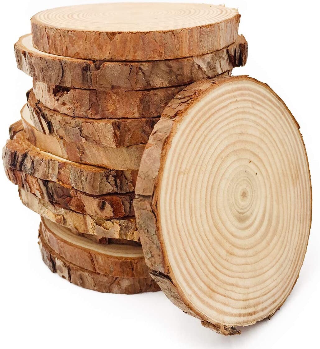 Rustic Wood Slices Inc. Set of (10) 9-10 inch Wood Slices for centerpieces! Wood Rounds, Tree Slices (9 inch)
