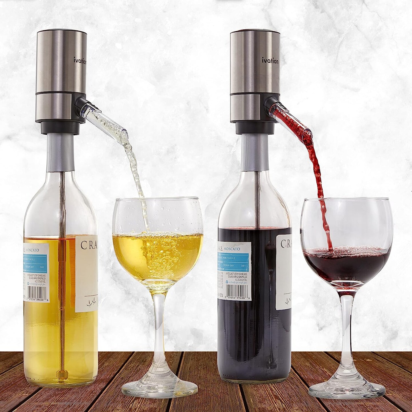 Ivation Stainless Steel Wine Aerator and Dispenser Spout, Electric Wine Pourer and Stopper