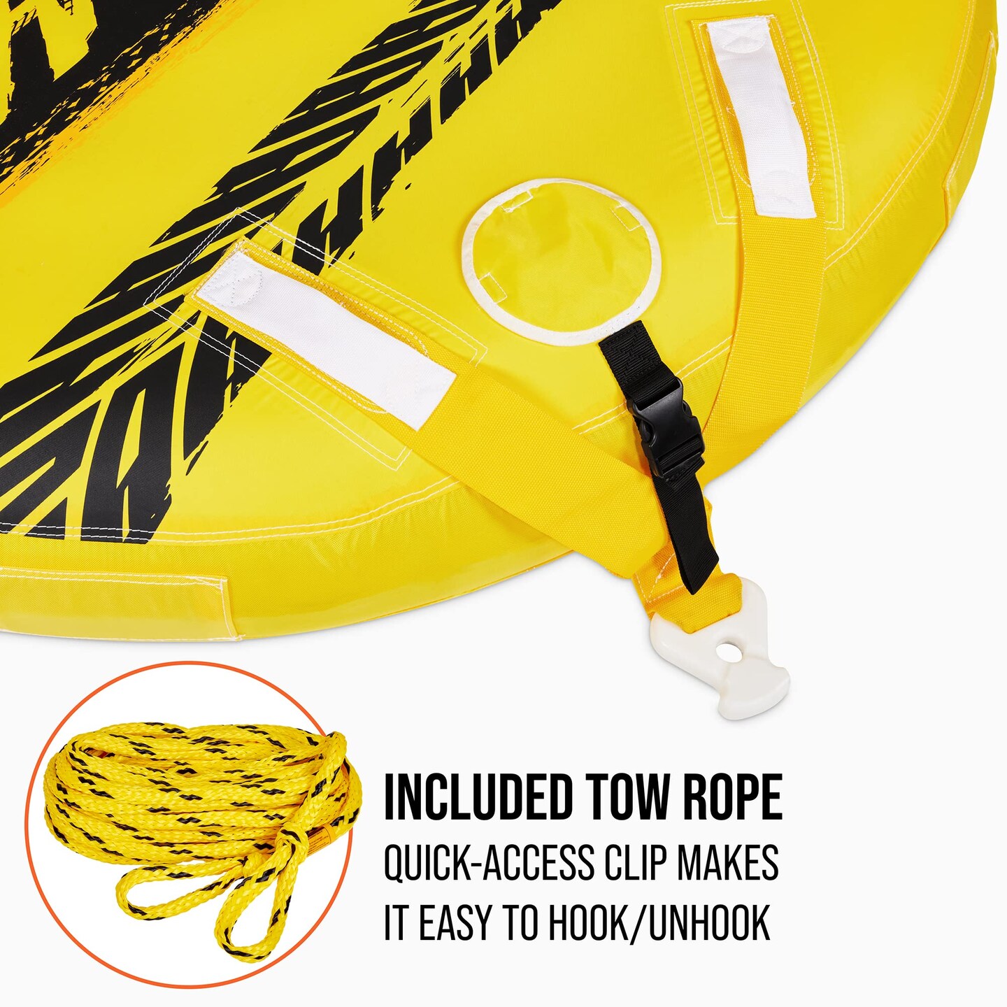Sunny & Fun Boat Tubes and Towables, Water Tube for Boating with Air Pump & Tow Rope Included, Yellow