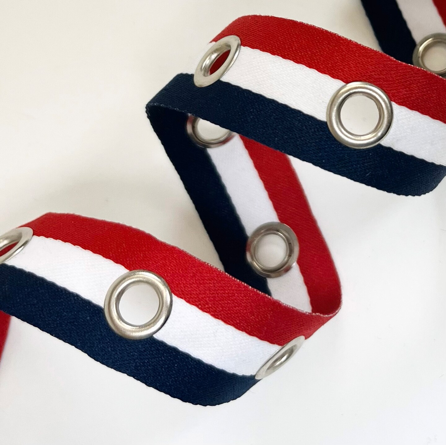5 Yards of Americana Grommet Eyelet Tape Trim - Red/White?Blue | 5 yard cut