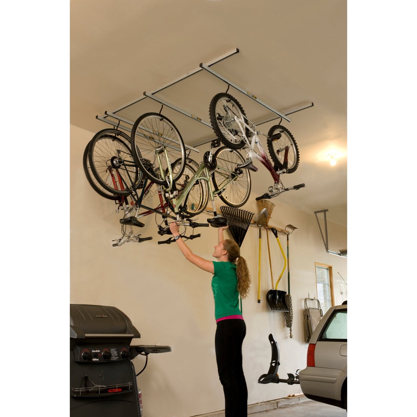 Saris Cycle Glide Ceiling Bike Rack, 4 Bike Hooks For Garage