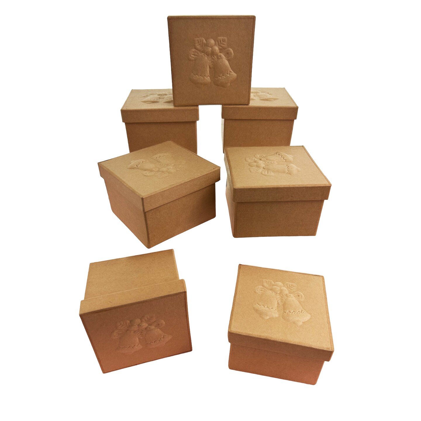 Value Pack of 12 Square Box with Bells Embossed Lid