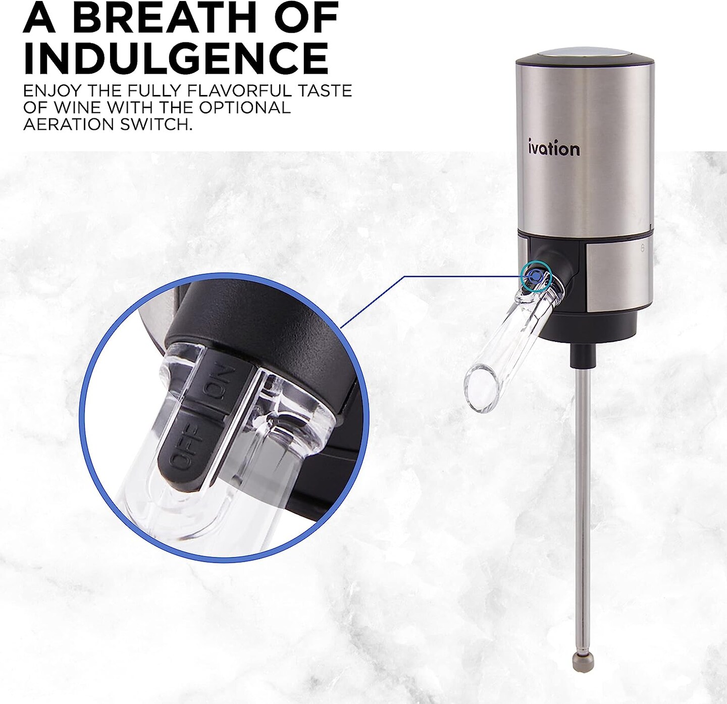 Ivation Stainless Steel Wine Aerator and Dispenser Spout, Electric Wine Pourer and Stopper