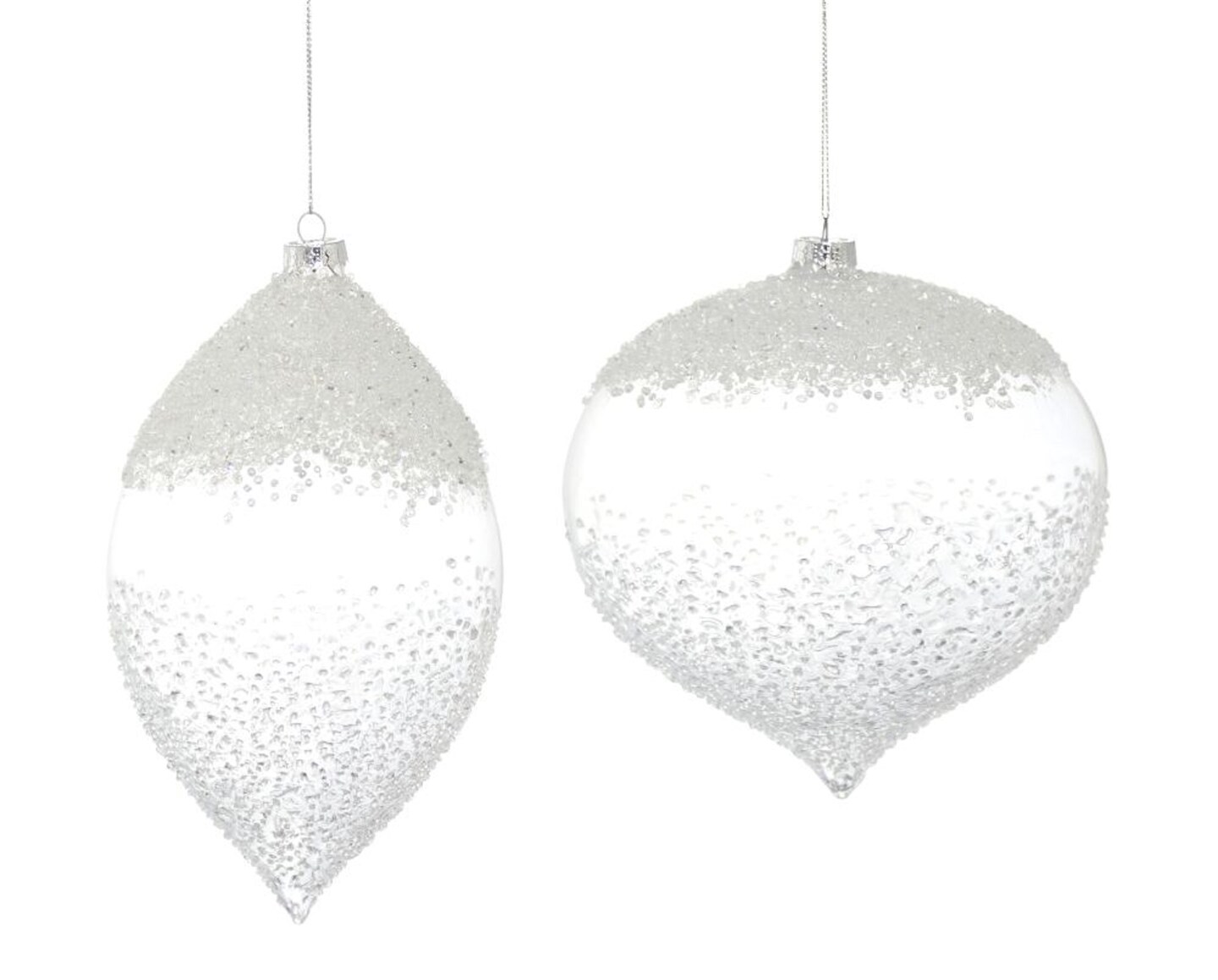 Diva At Home Set of 4 Silver Colored Glittery Finish Christmas Tree Ornaments 9&#x22;