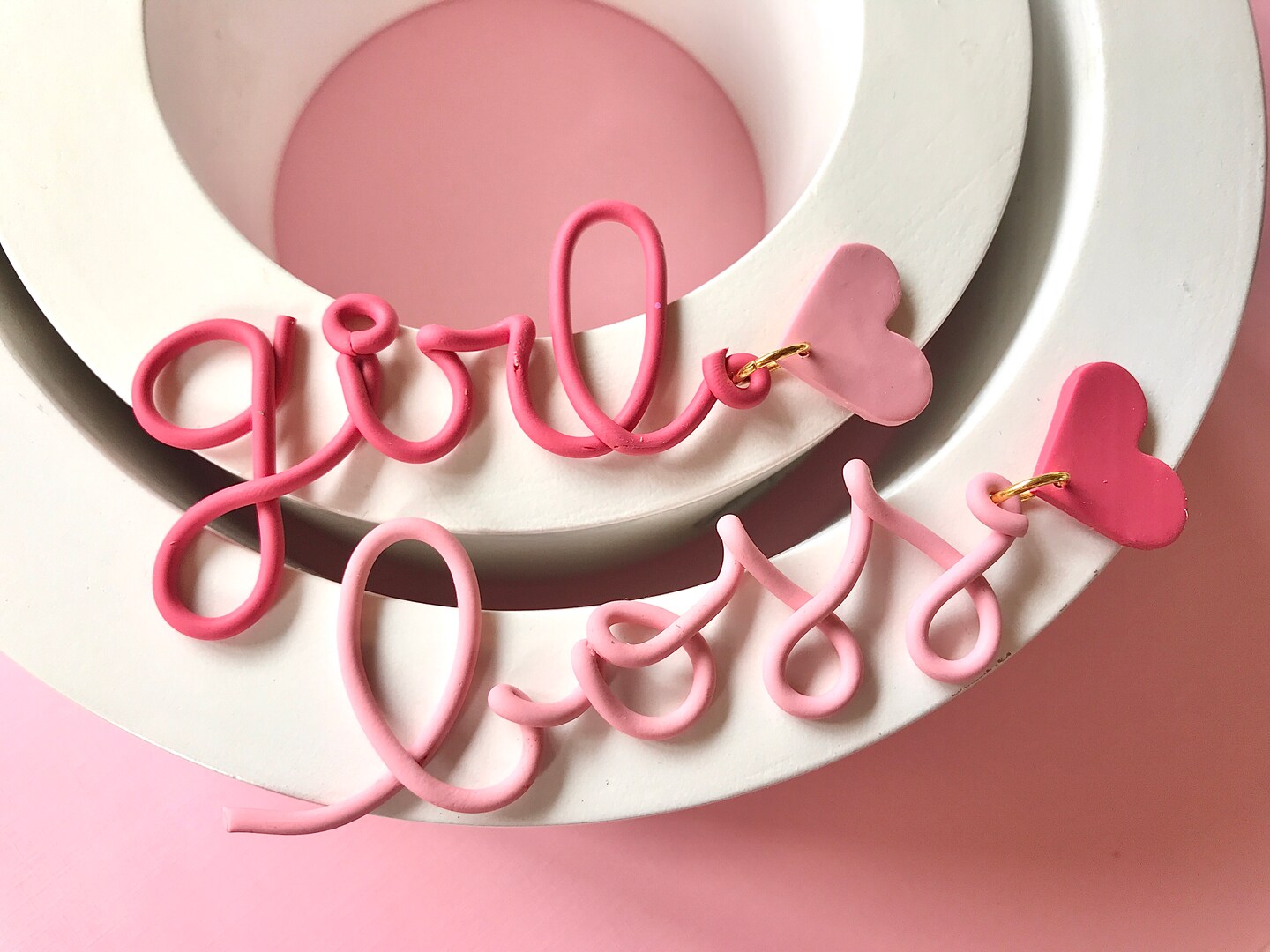 Girl Boss Earrings, Girl Power Earrings, Feminism Earrings, Feminist jewelry, Pink hollywood lights letter earrings, girly earrings