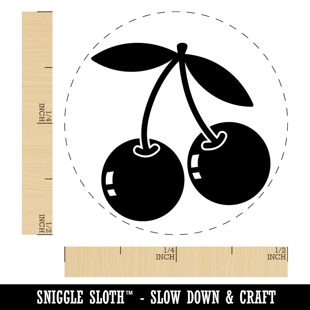 Pair of Cherries on Stem Cherry Fruit Rubber Stamp for Stamping