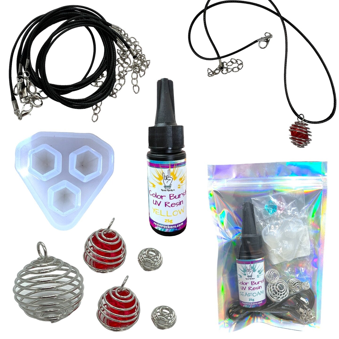 Diamond Gemstone Cage Pendant Necklace Kit - Makes 5!