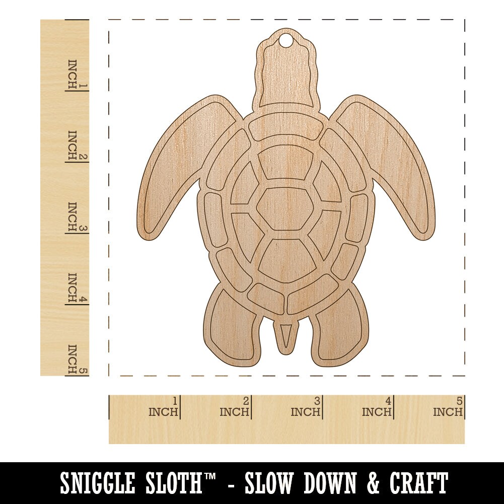 Sea Turtle Tribal Unfinished Craft Wood Holiday Christmas Tree DIY Pre-Drilled Ornament