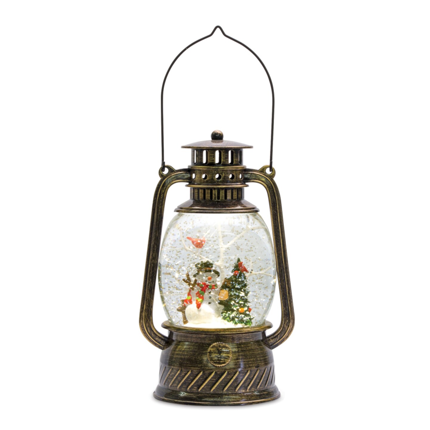 Melrose 11&#x22; Snowman in a Lantern Christmas Snow Globe