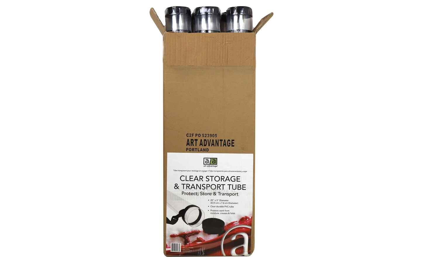 Art Advantage Mailing Tube 25&#x22; Clear POP 6pc