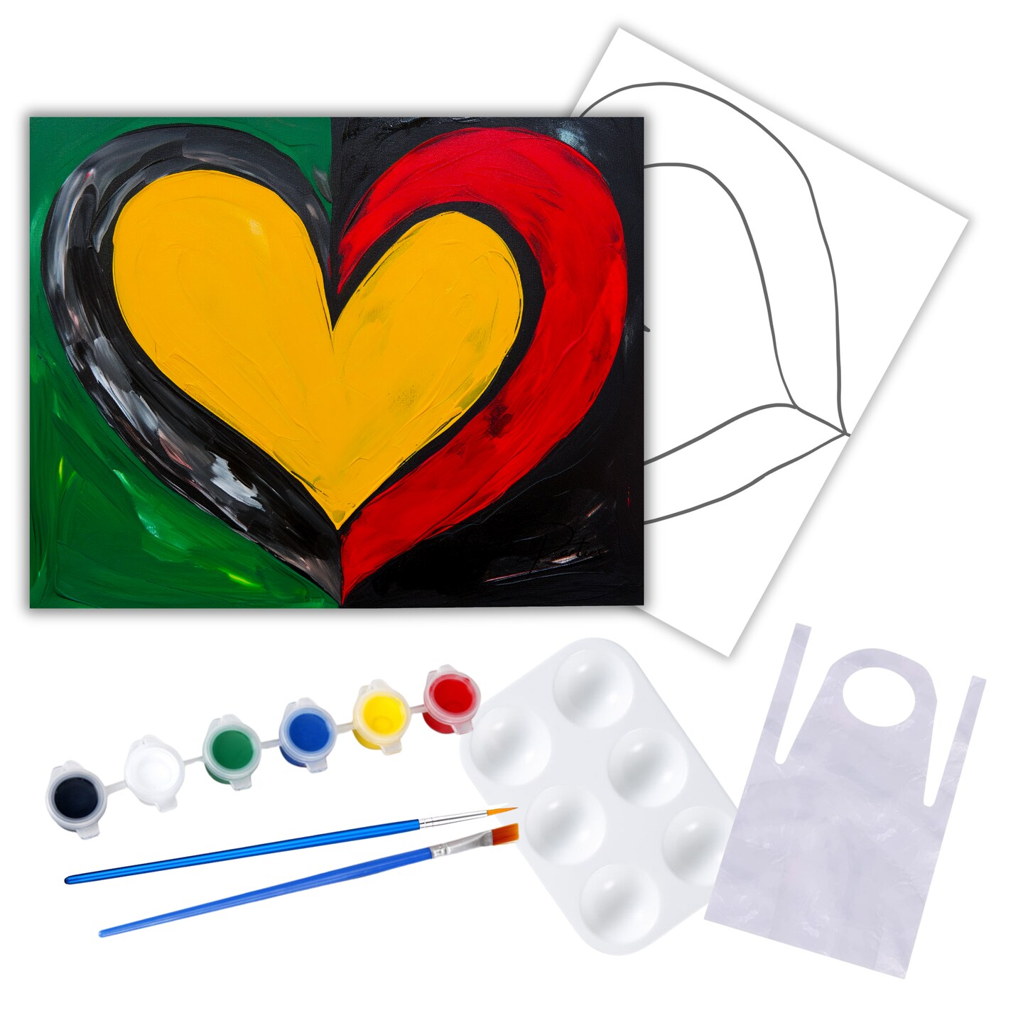 Juneteenth &#x22;Celebration Heart&#x22; DIY Canvas Art Kit, Adult Beginner, Acrylic Paint Size 11x14 inch