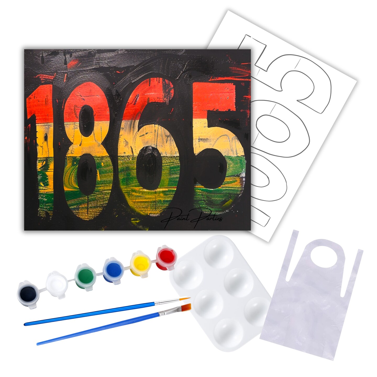 Juneteenth &#x22;1865&#x22; DIY Canvas Art Kit, Adult Beginner, Acrylic Paint Size 11x14 inch