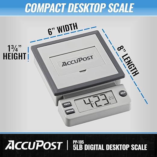 Accuteck A-ST85C Heavy Duty Postal Shipping Scale – 85 Lb Capacity, Extra Large LCD Display, AC/Battery Powered