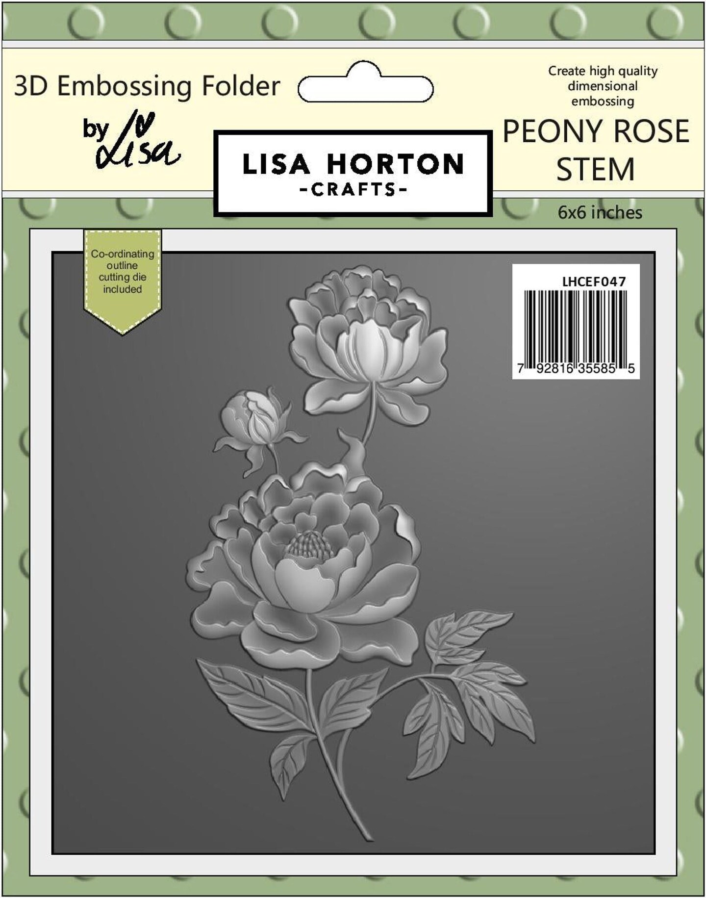 Lisa Horton --That Craft Place Peony Rose Stem 6x6 3D Embossing Folder With Cutting Die