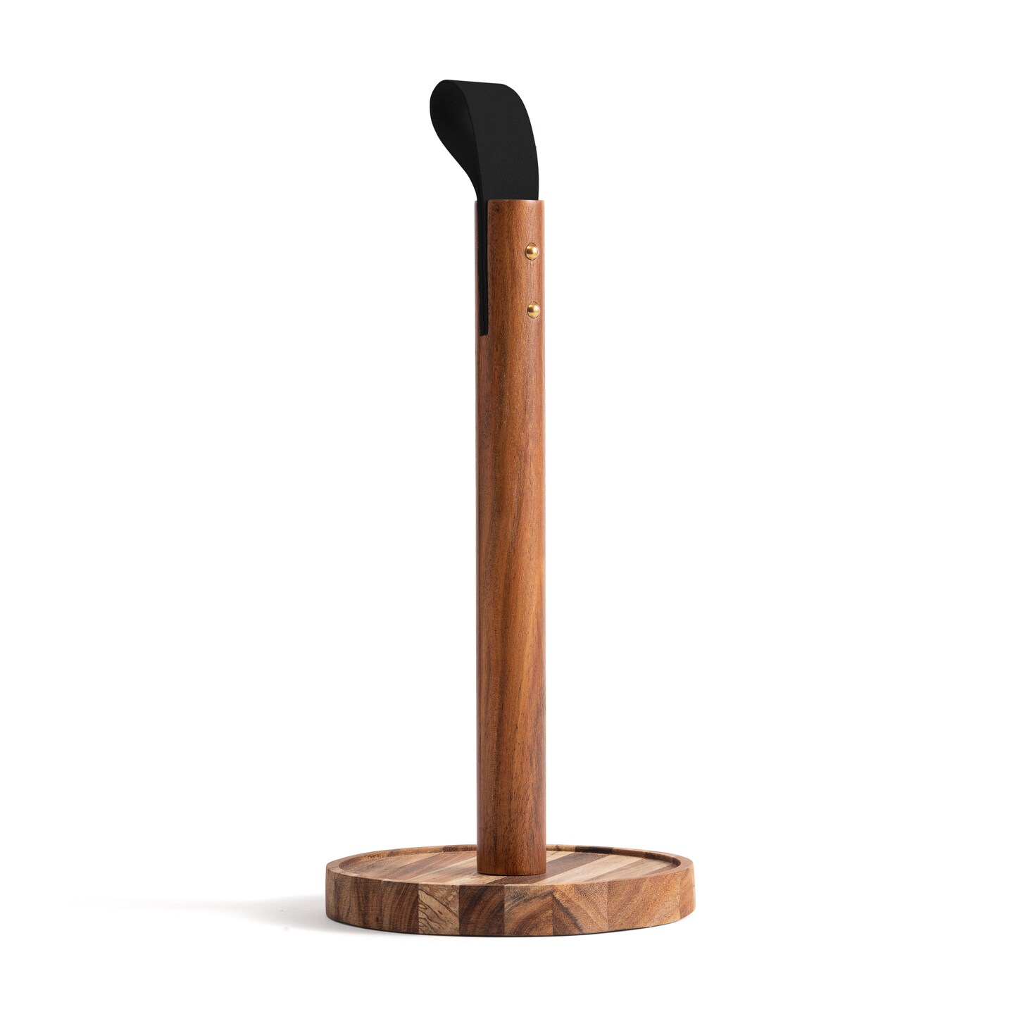 Acacia and Leather Paper Towel Holder