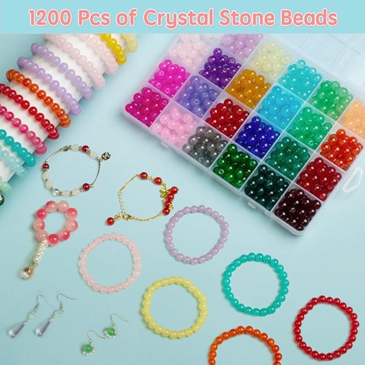 6 mm High-Quality Glass Beads Bracelet Making Kit 1200 pcs