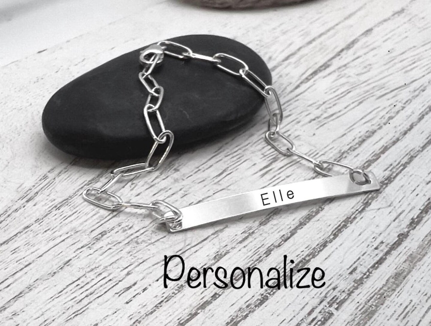 Sterling Silver Bar Bracelet Silver Paperclip Bracelet Personalized Bracelet Skinny Bracelet Custom Bracelet Gift For Her MakerPlace by Michaels