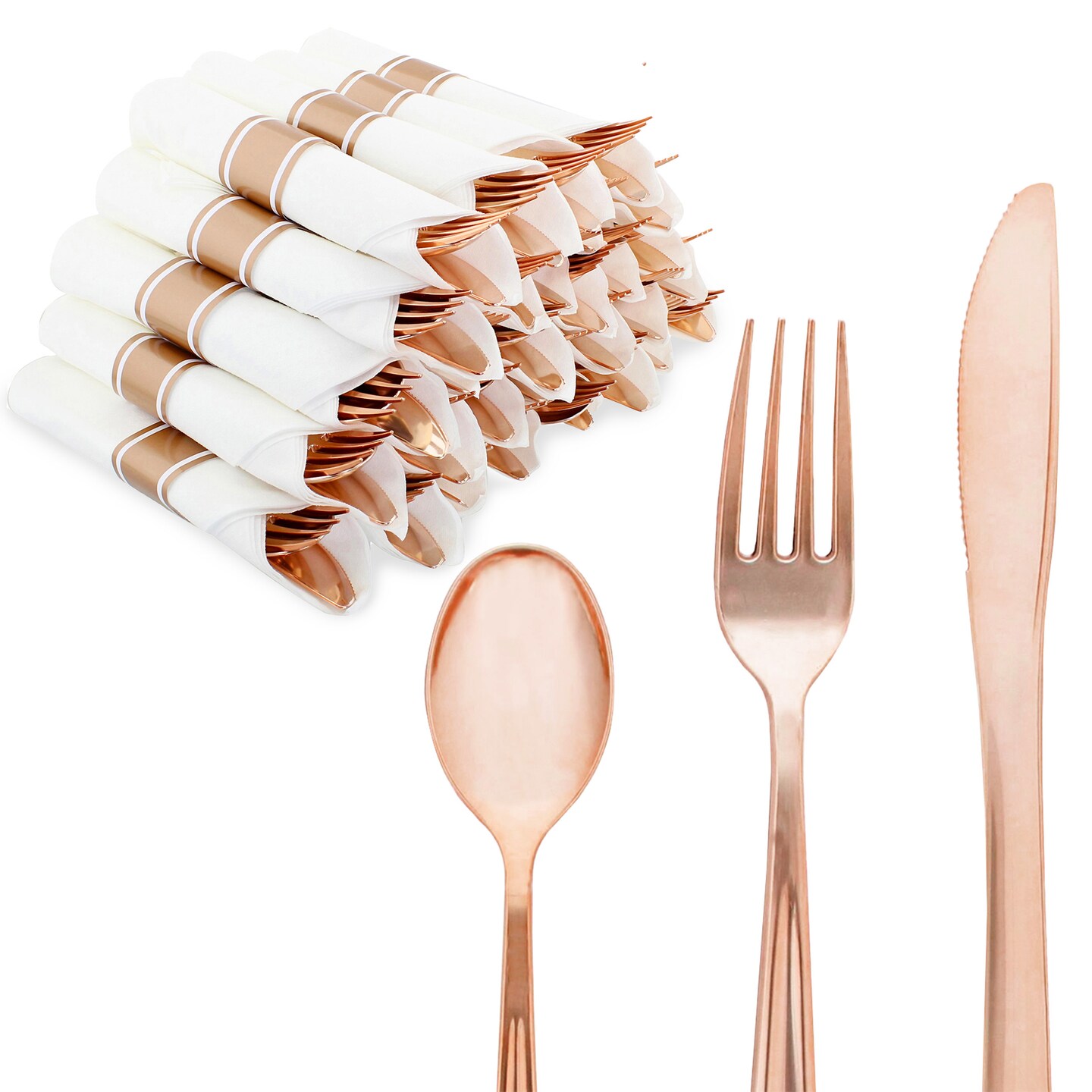Spec101 Disposable Silverware in Silver Gold or Rose Gold Set of 30 to 300 Count