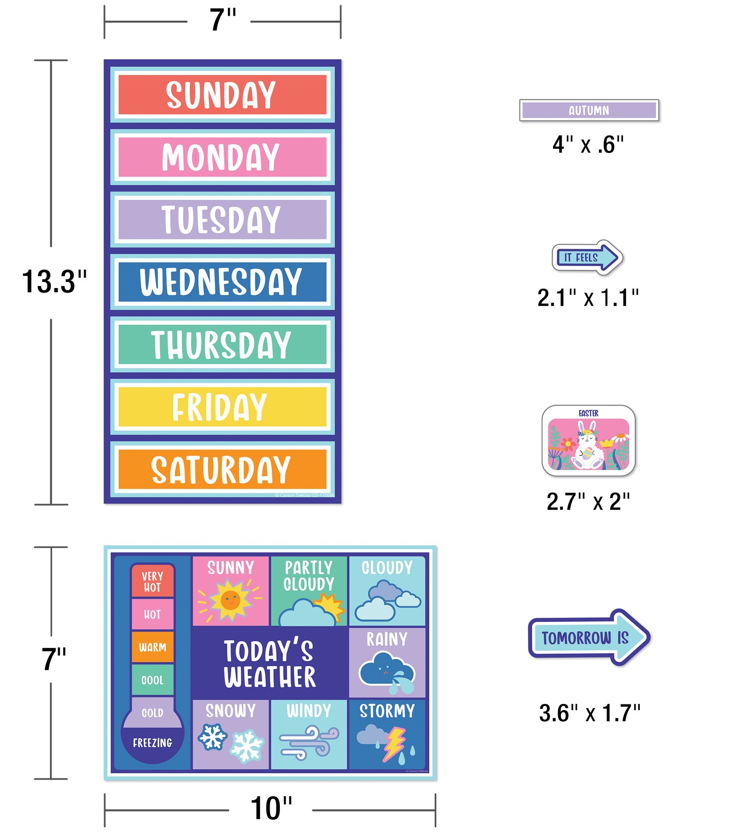 Carson Dellosa We Stick Together 163 pc Set Wall Calendar, Monthly Headers, Holidays, Birthdays, Number Cover Ups, Seasons, Days of the Week Chart, and More, Groovy Bulletin Board and Classroom Decor