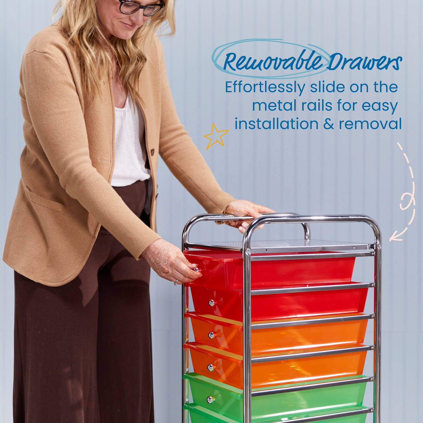 10-Drawer Mobile Organizer, Storage Cart