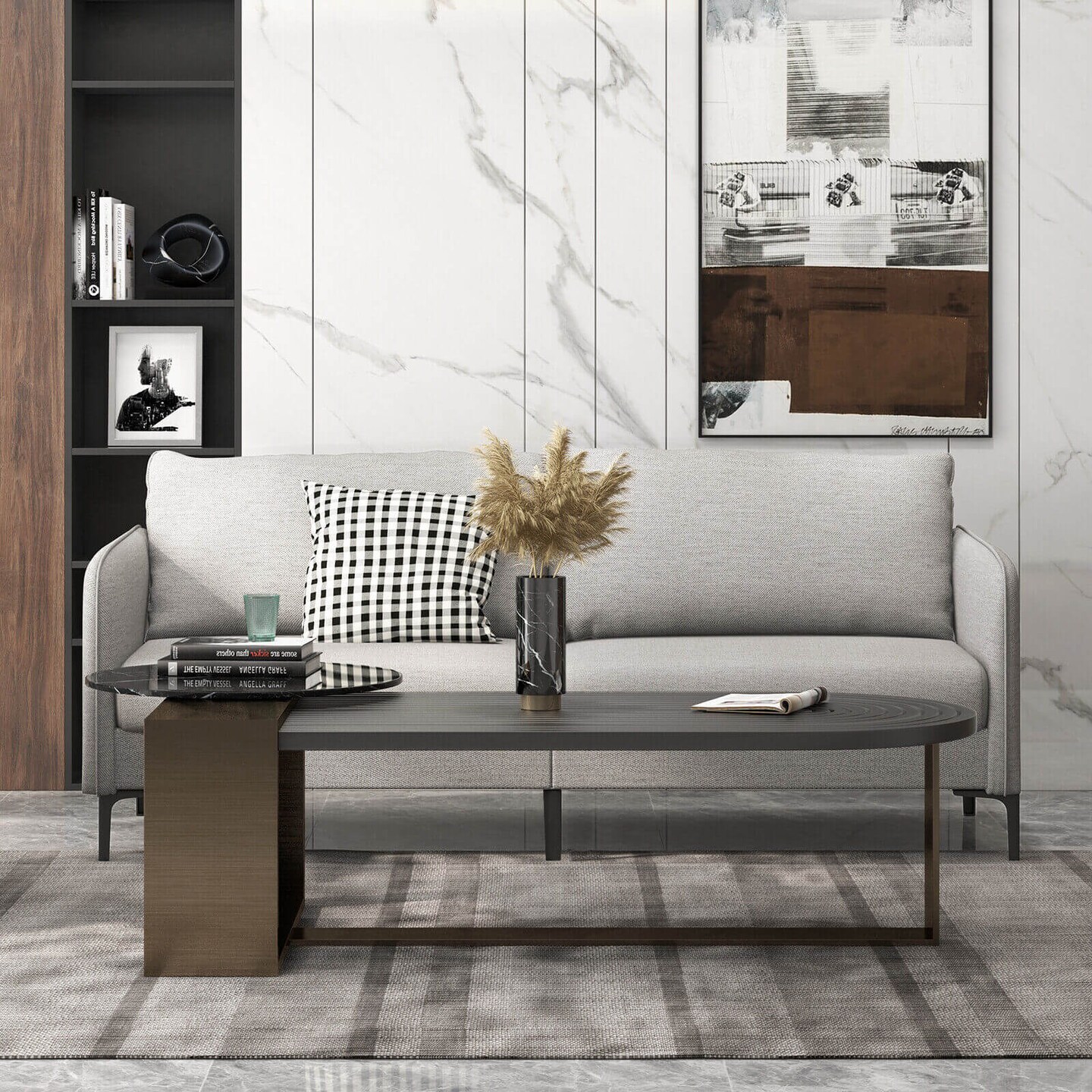 Modern 76 Inch Loveseat Sofa Couch for Apartment Dorm with Metal Legs-Grey