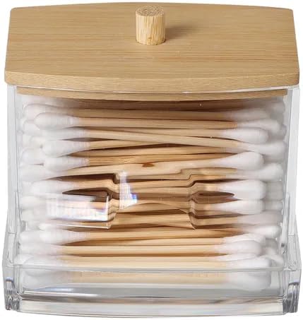 3 Pack- 10oz Bamboo Qtip Organizer for Cotton Ball, Swabs &#x26; Floss!