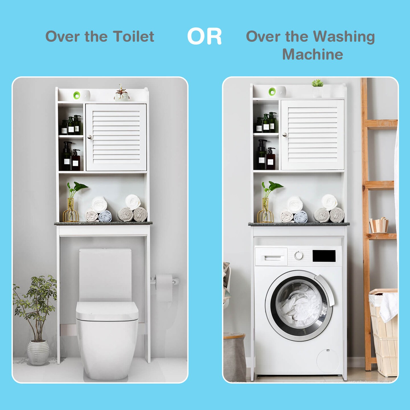 Bathroom Over-the-toilet Space Saver with Adjustable Shelves