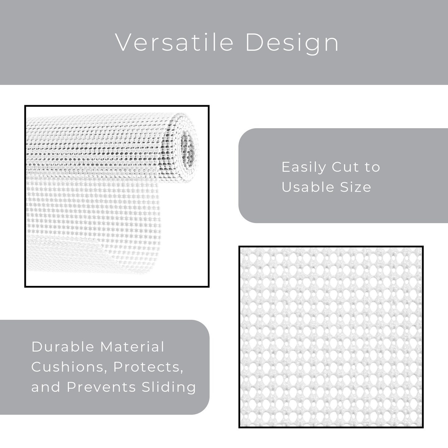 Smart Design Classic Grip Shelf Liner - 18 inch x 5 feet - White