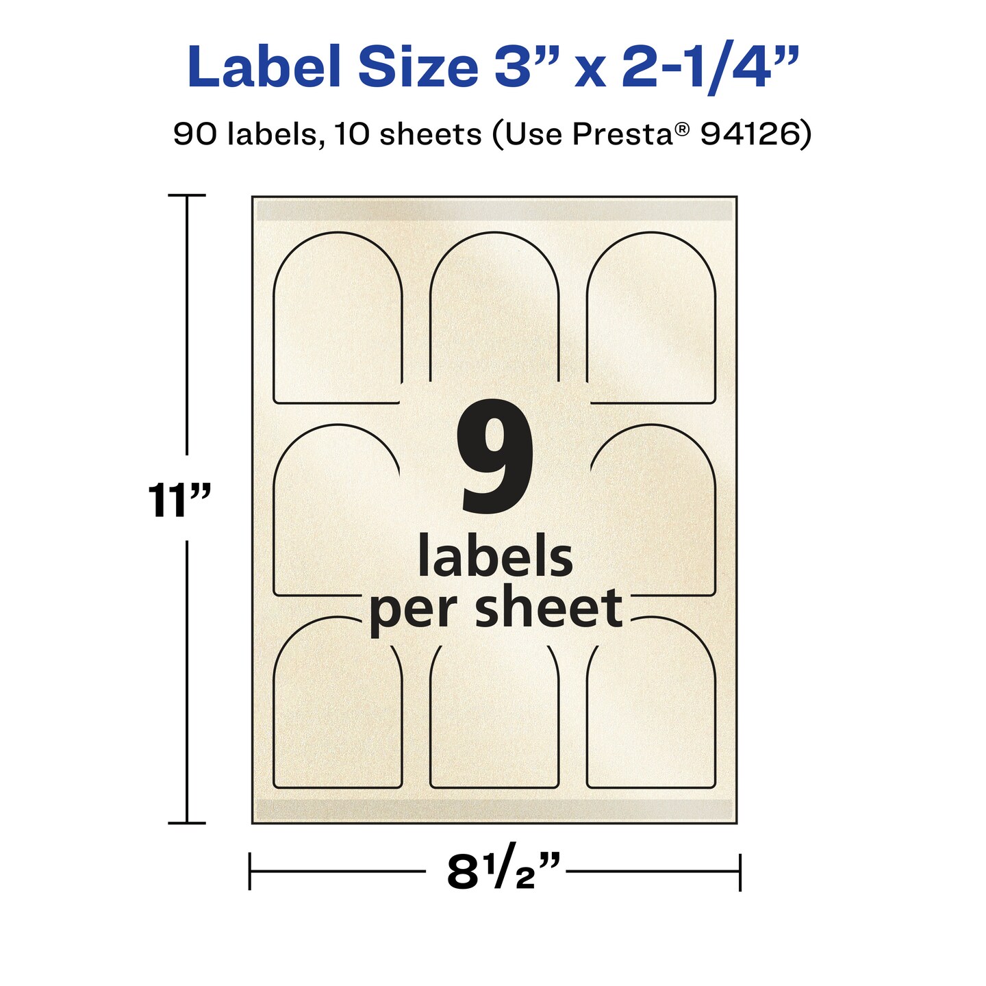 Avery Pearlized Ivory Arched Labels with Sure Feed Technology, Print-to-the-Edge, 3&#x22; x 2.25&#x22;