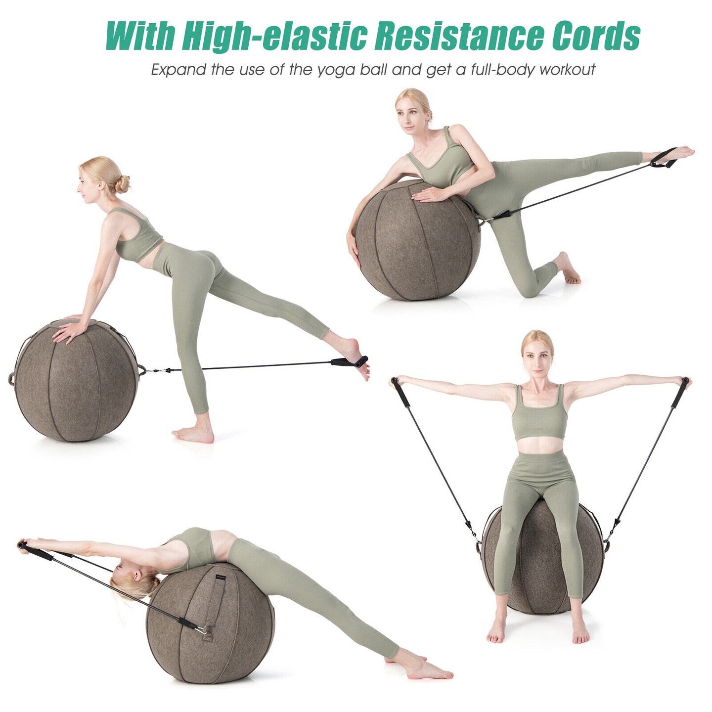 Yoga Sitting Ball with Felt Cover and Air Pump
