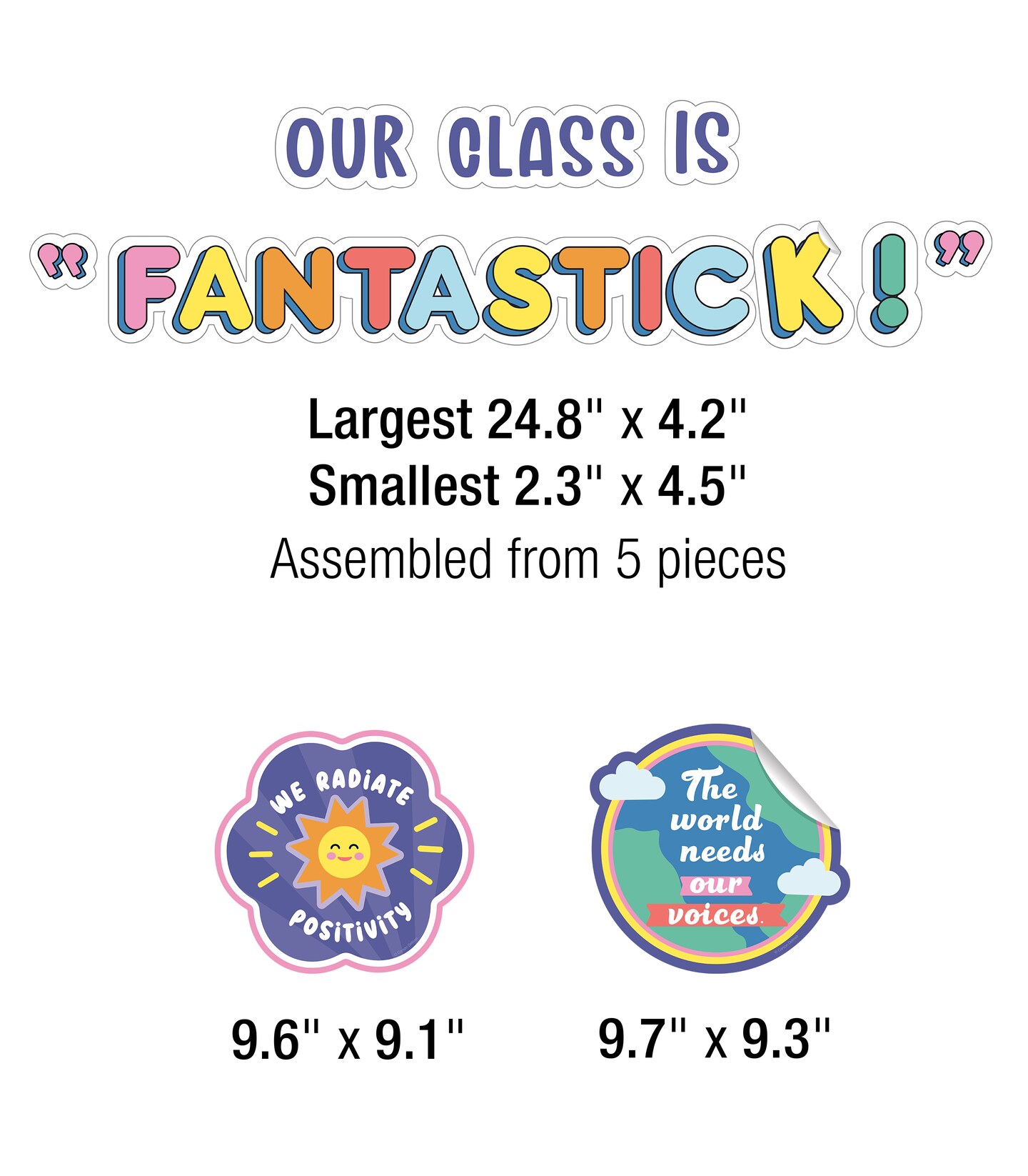 Carson Dellosa We Stick Together 79-Piece Our Class is Fantastick! Motivational Bulletin Board Set, Positive Sayings, Heart, Pennant, and More Colorful Accents, Bulletin Board and Classroom D&#xE9;cor