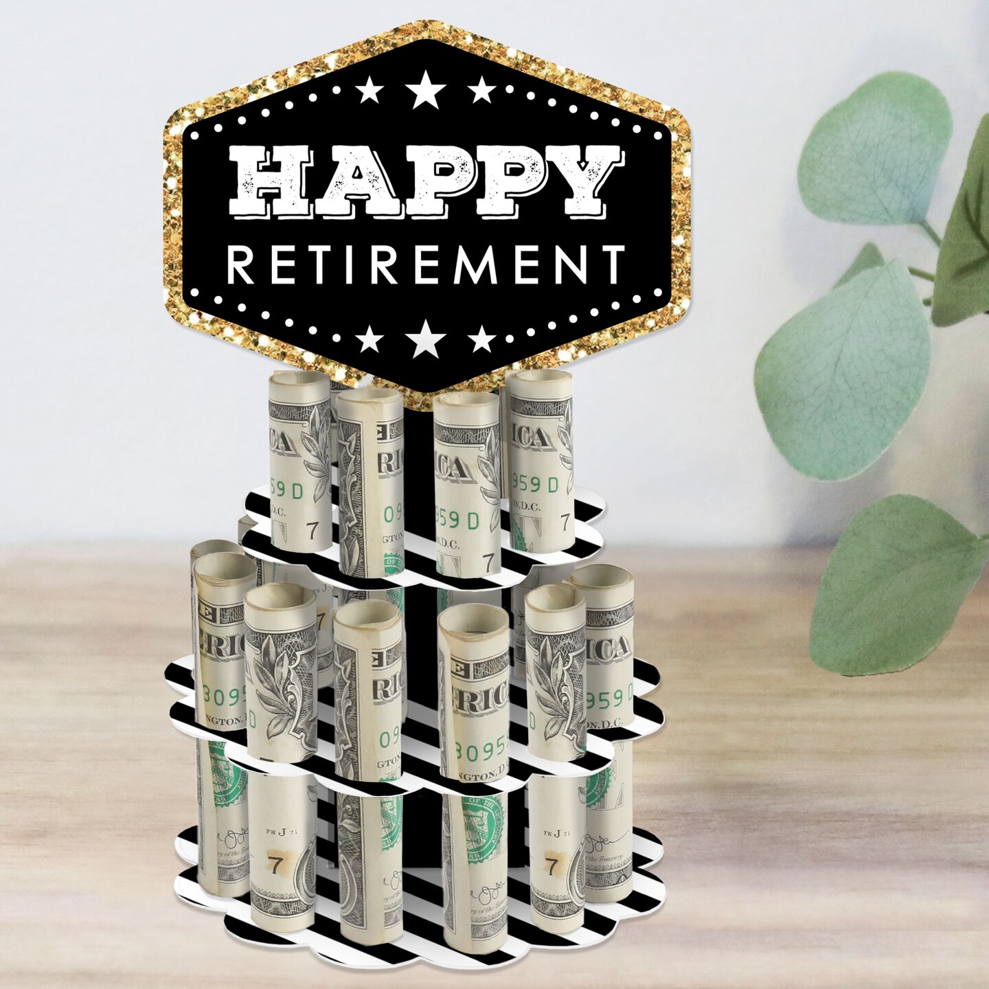 Big Dot of Happiness Happy Retirement - DIY Retirement Party Money Holder Gift - Cash Cake