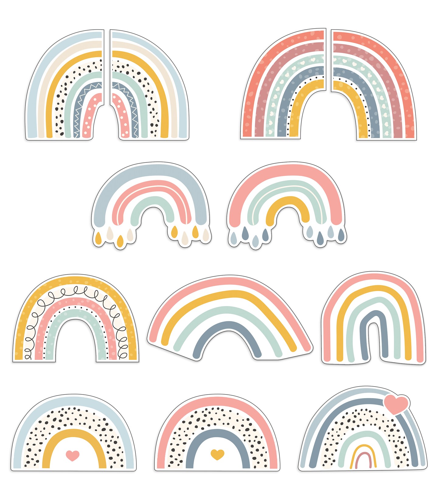 Carson Dellosa We Belong 36-Piece Rainbow Cutouts, Pastel Summer and Spring Decorations for Classroom, Party, Baby Shower, Bulletin Board, and Boho Decor