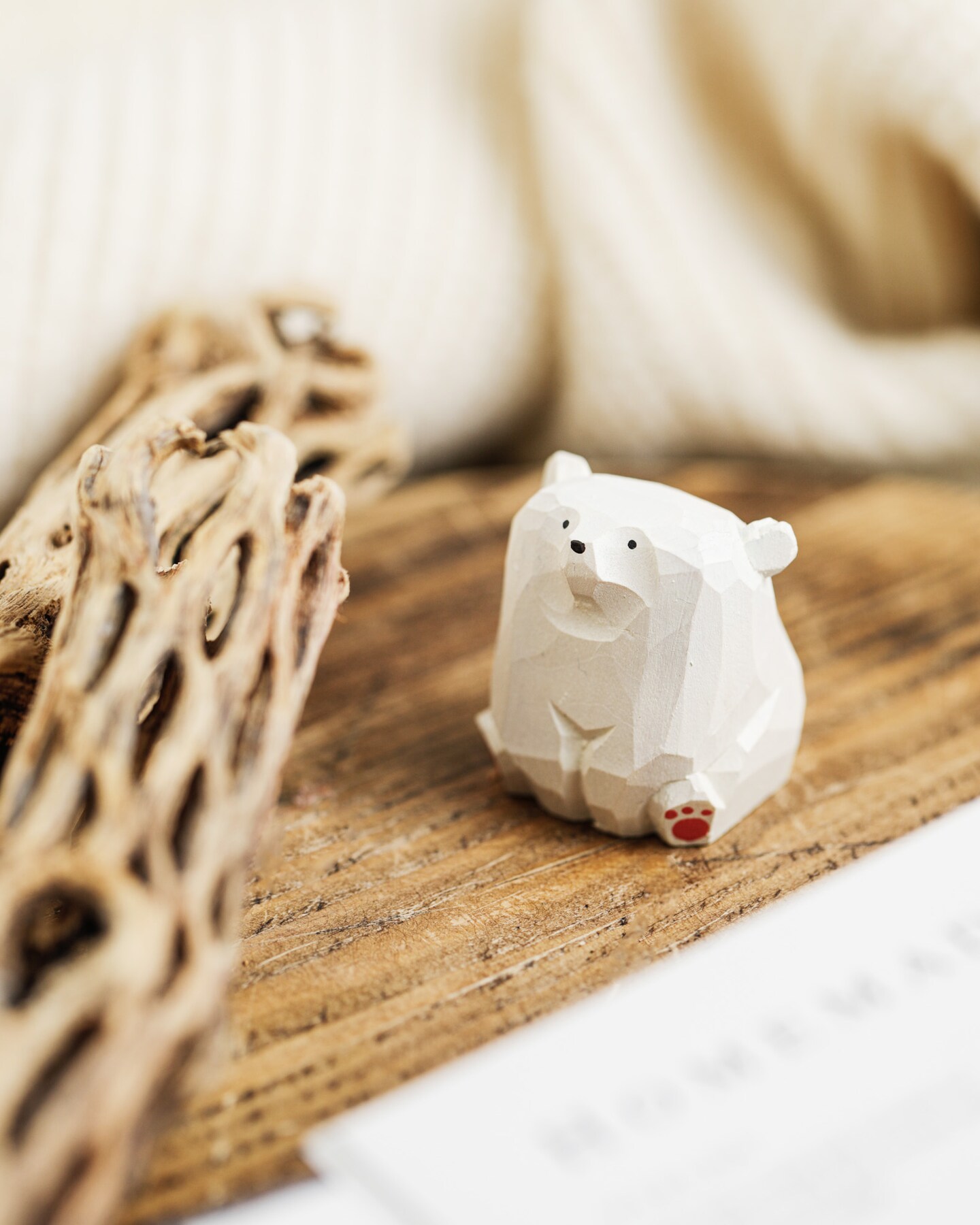 Miniature Wood Bears Hand Carved, Cute Gift, Detailed Rustic Home