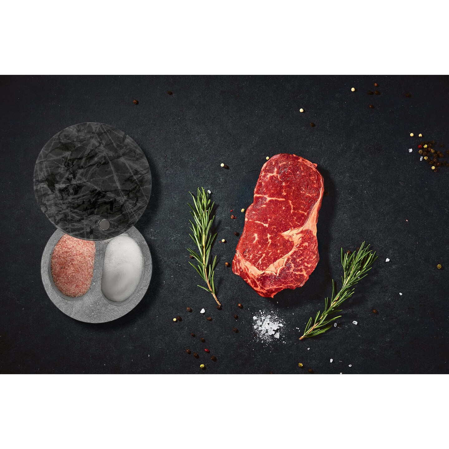 Black Marble Double Salt Cellar