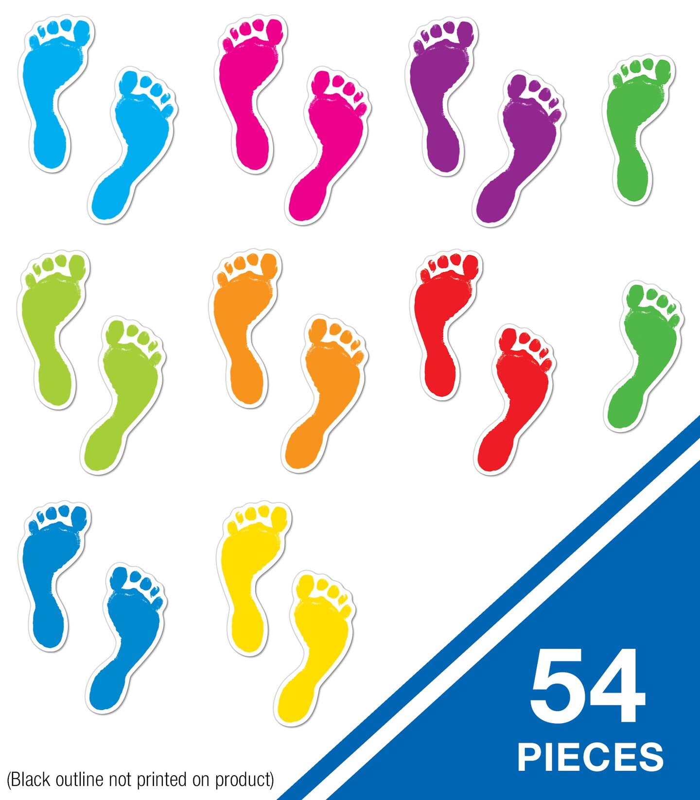 Carson Dellosa 54-Piece Feet Cutouts, Colorful Footprints for Directions, Name Tags, Crafts, Locker Decorations, Bulletin Board, Labels, and Classroom Decor