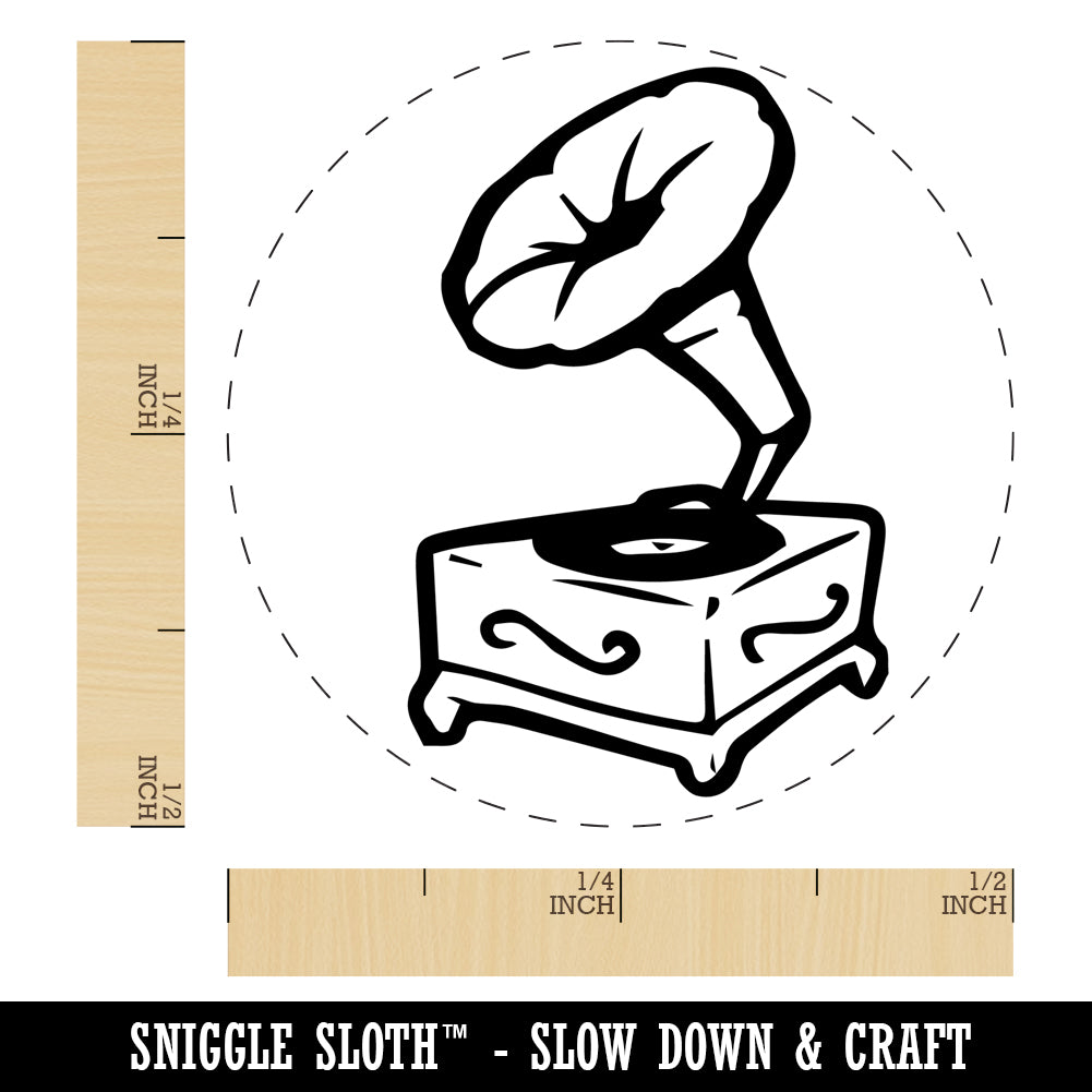 Gramophone Antique Record Player Self-Inking Rubber Stamp Ink Stamper for Stamping Crafting Planners